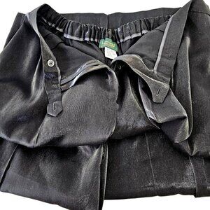 Harve Benard Silky Black Dress Pant Women 24W Pleat Front Pockets Full Leg NWT